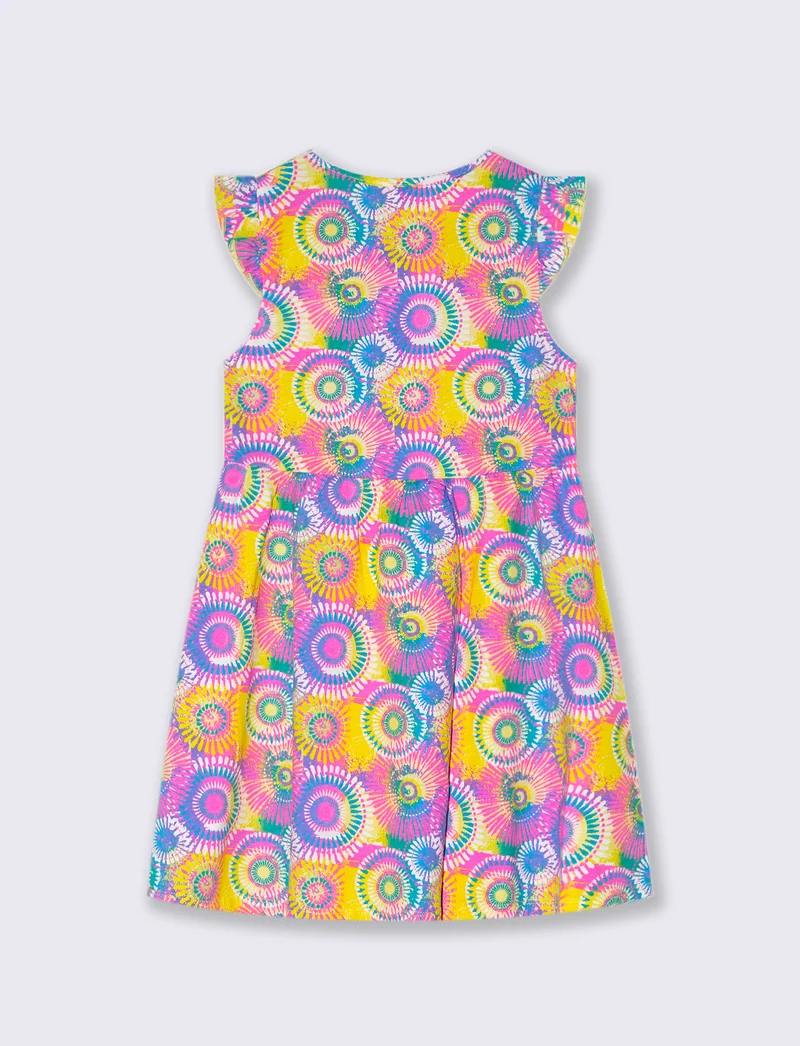 Abito in jersey con stampa all over da bambina - Multicolore
