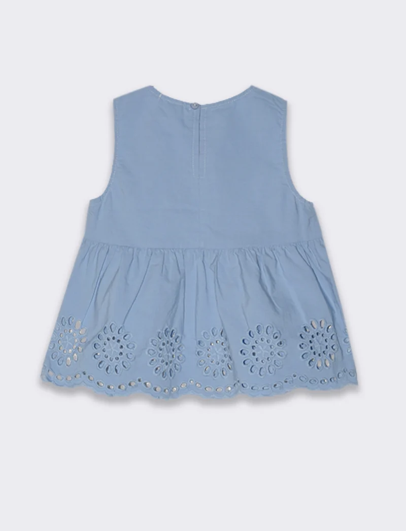 Top con ricami da neonata - Azzurro