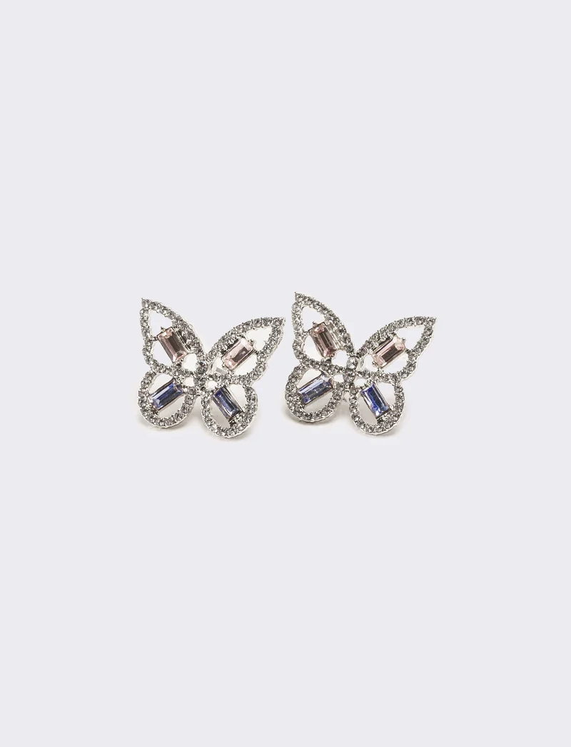 Orecchini donna farfalla con strass - Argento