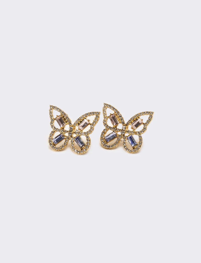 Orecchini donna farfalla con strass - Oro