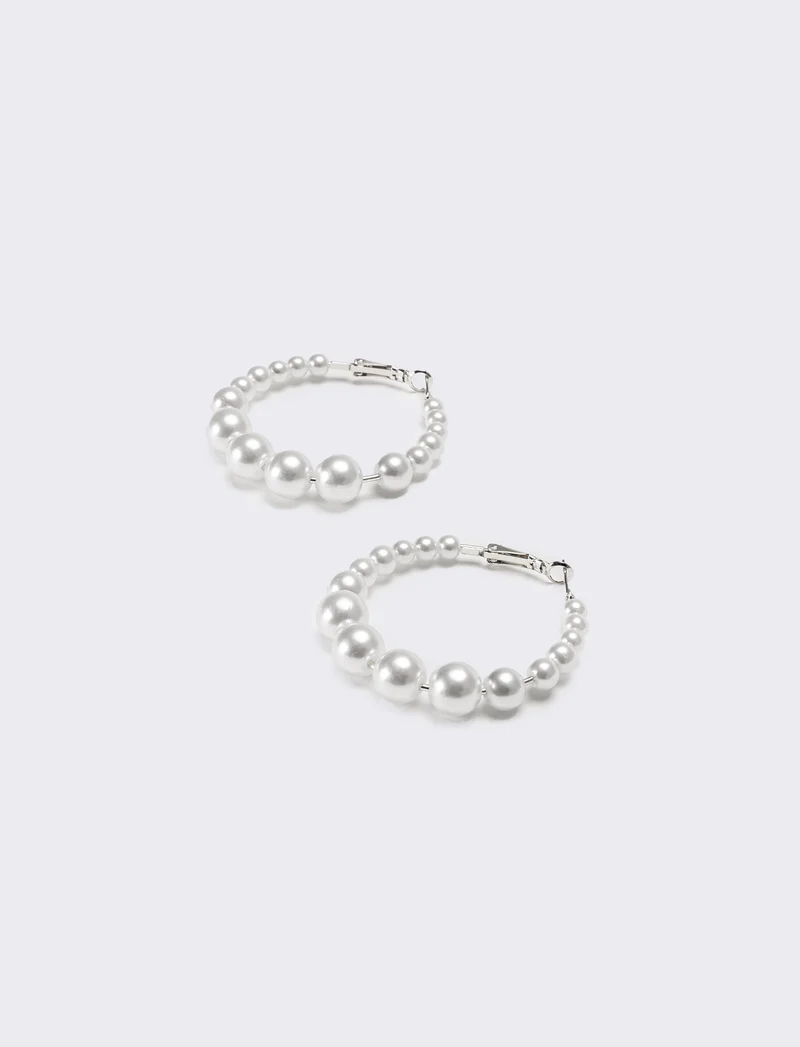 Orecchini donna cerchi con perle gradiens - Argento