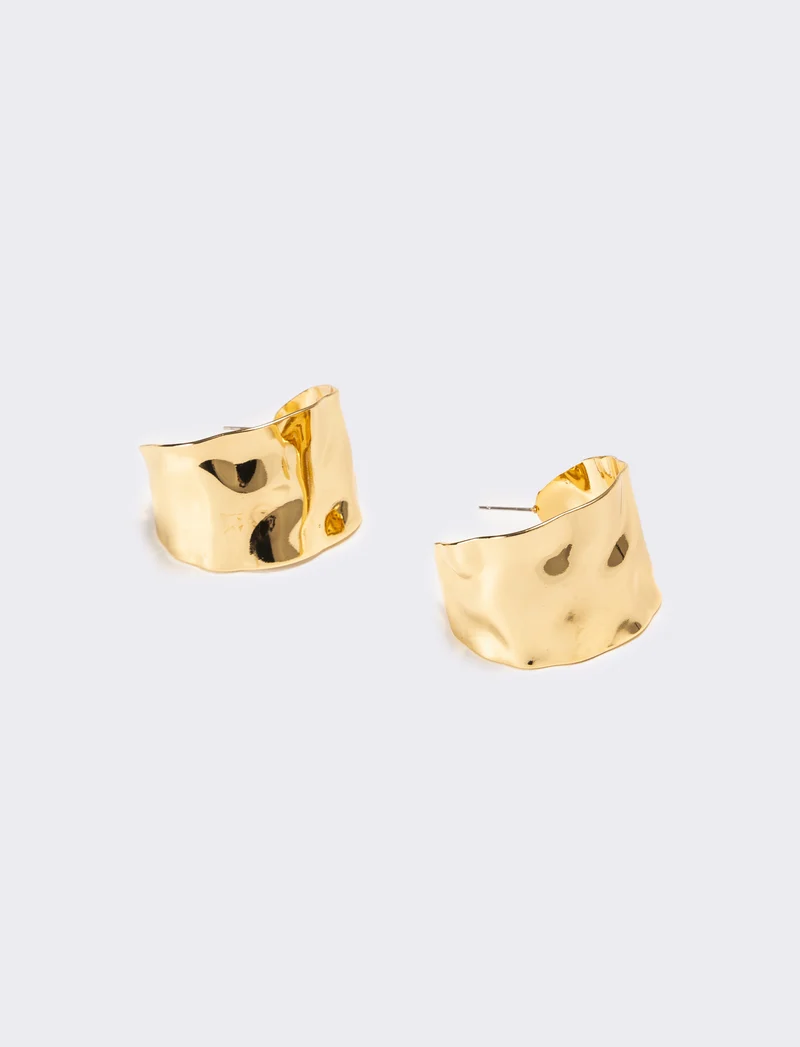 Orecchini donna mezzo cerchio martellato - Oro
