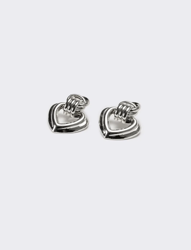 Orecchini donna con clip cuori - Argento