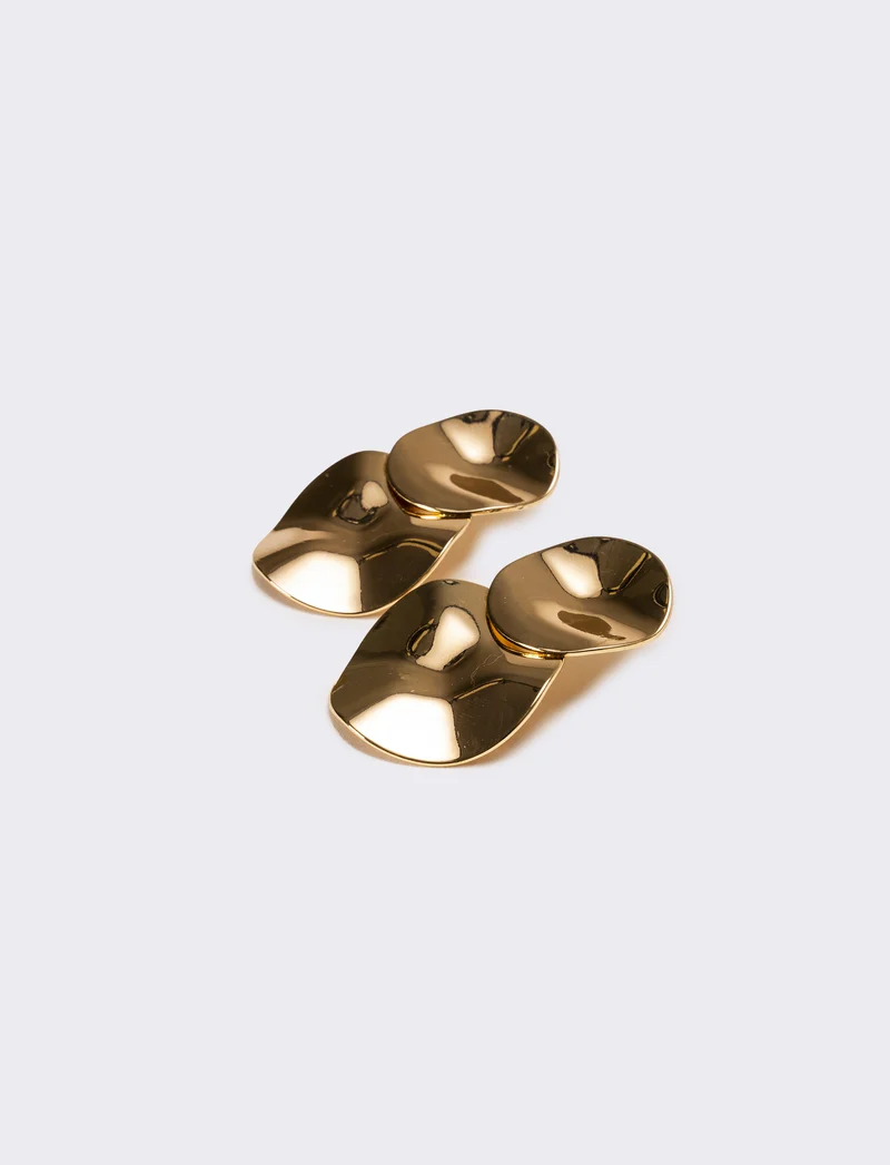 Orecchini donna doppio disco martellato - Oro