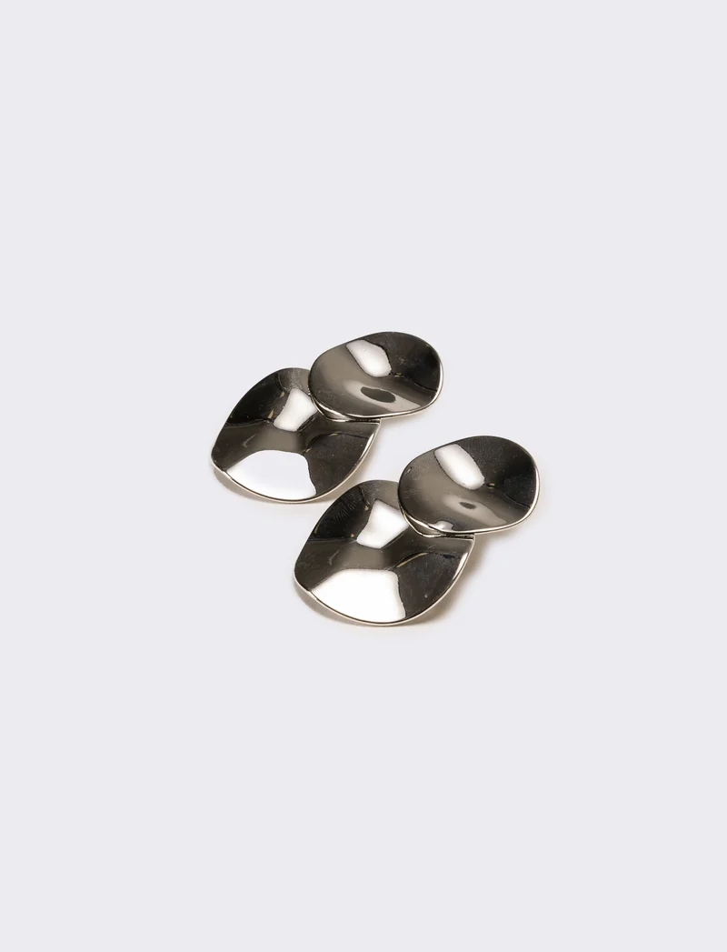 Orecchini donna doppio disco martellato - Argento