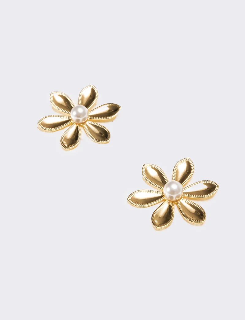 Orecchini donna margherita con perla - Oro