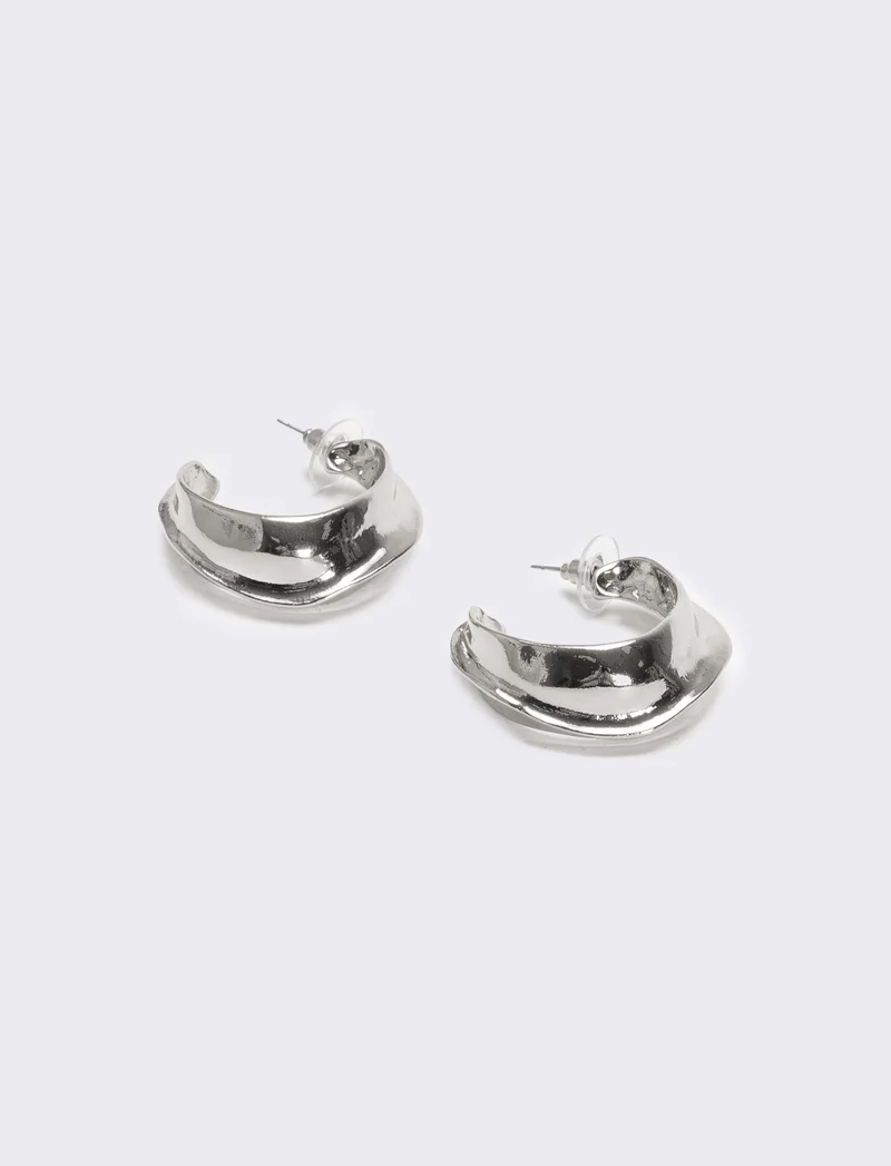 Orecchini donna mezzo cerchio con striatura - Argento