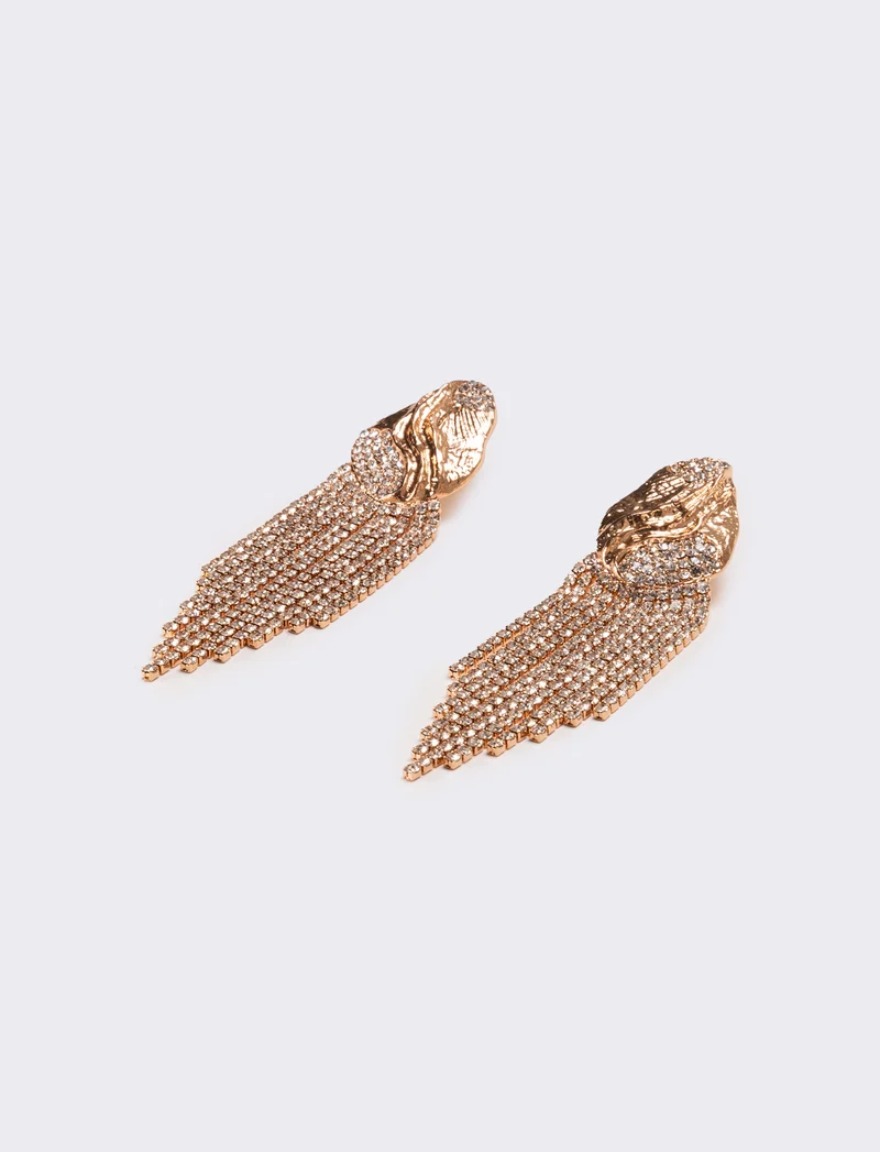 Orecchini donna con cascata strass - Rosa