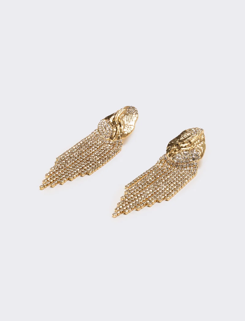 Orecchini donna con cascata strass - Oro