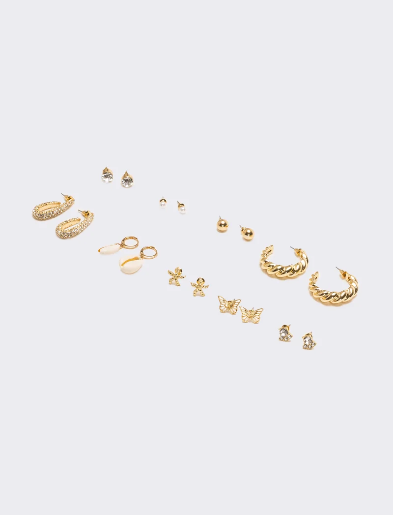 Orecchini donna card mix con strass - Oro