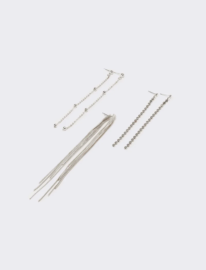 Orecchini donna card 3 paia lunghi - Argento
