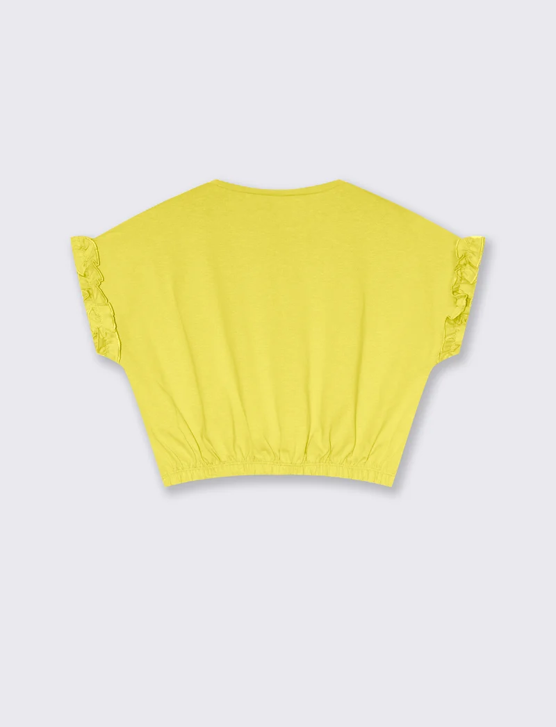 T-shirt estiva da bambina con rouches - Giallo