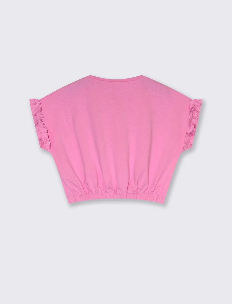 T-shirt estiva da bambina con rouches - Rosa