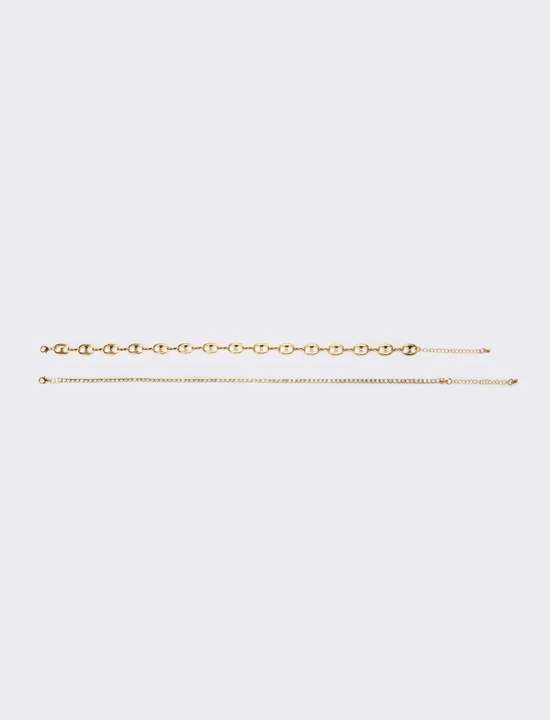 Collana donna strass e catena - Oro