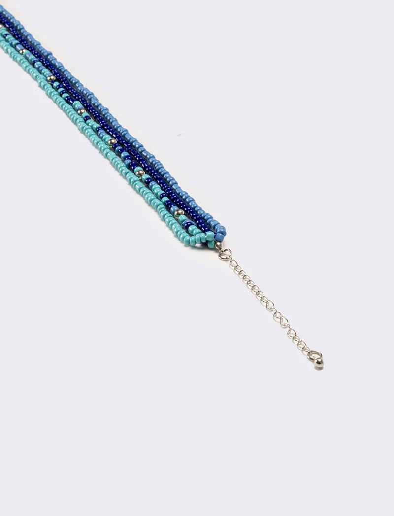 Collana donna 4 fili di conteria - Blu