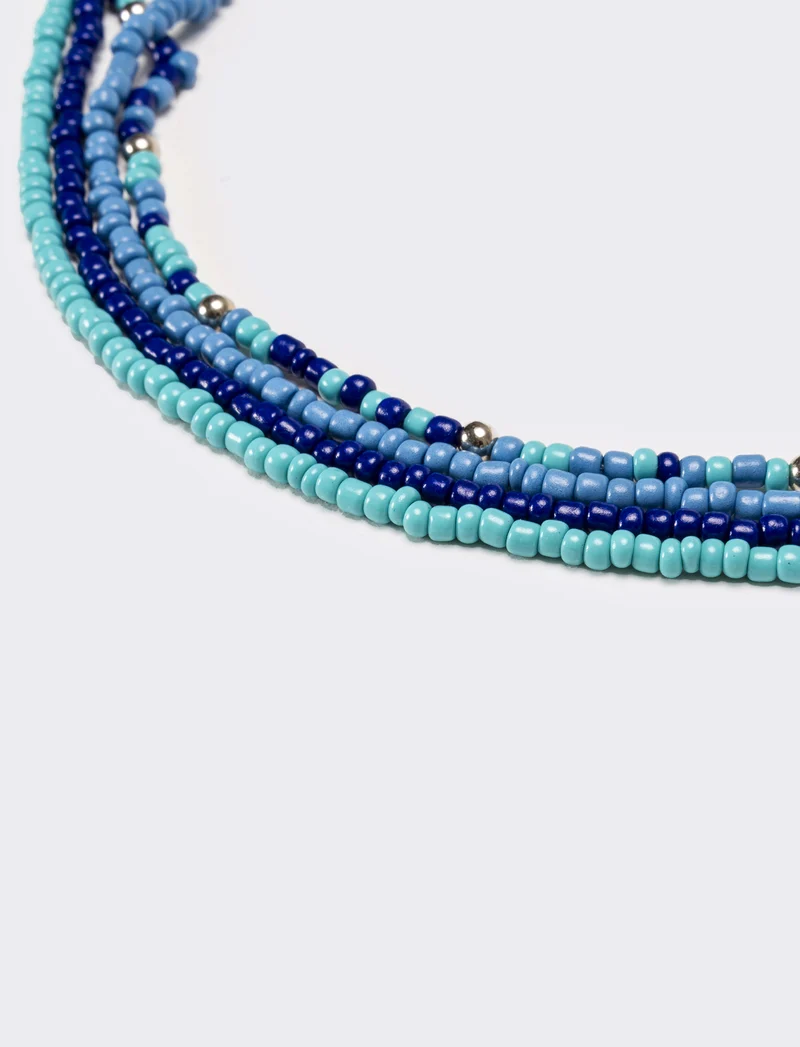 Collana donna 4 fili di conteria - Blu