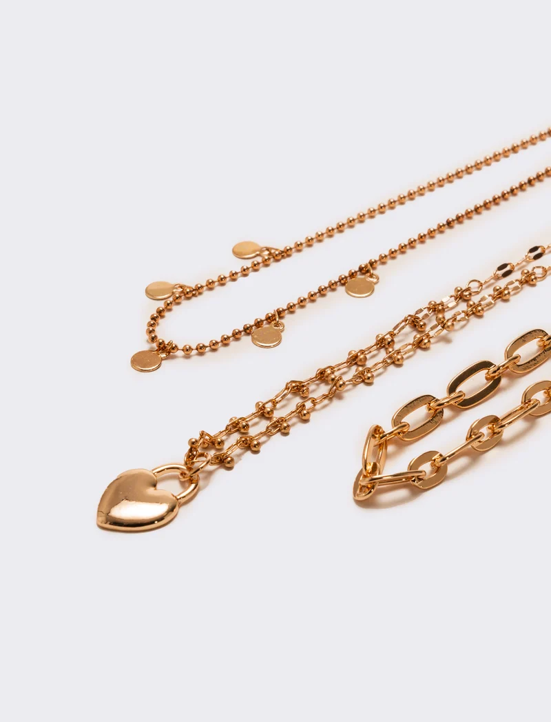Collana donna 3 fili diversi - Rosa