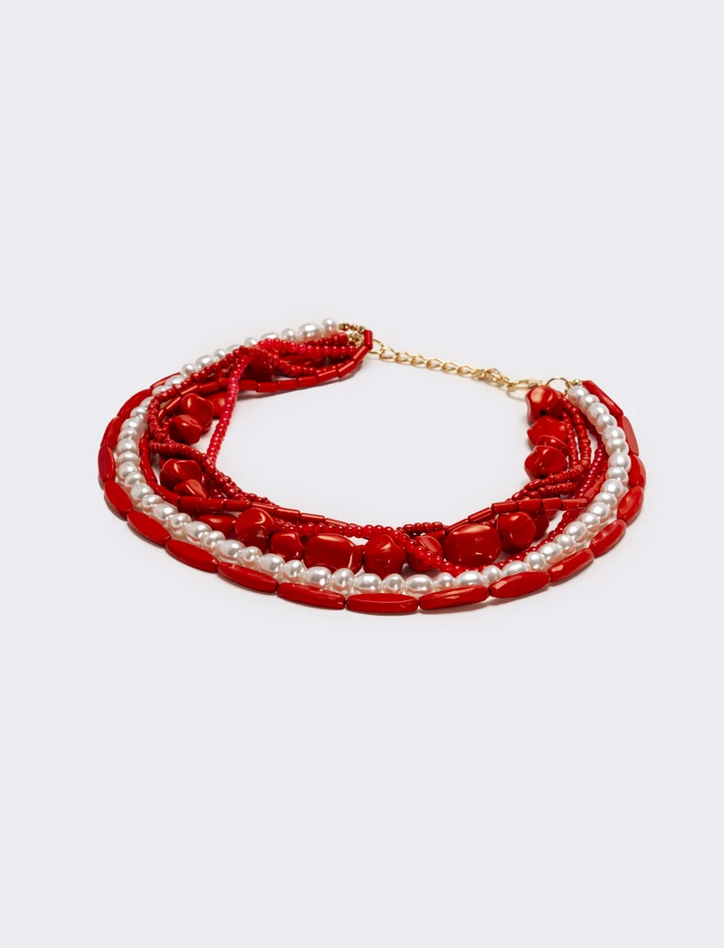 Collana donna multifilo - Rosso