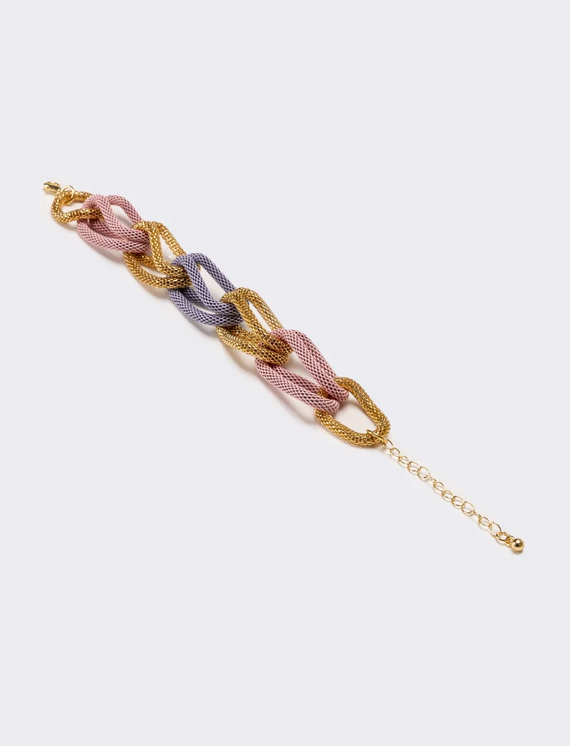 Bracciale donna maglia metallica colorata - Lilla