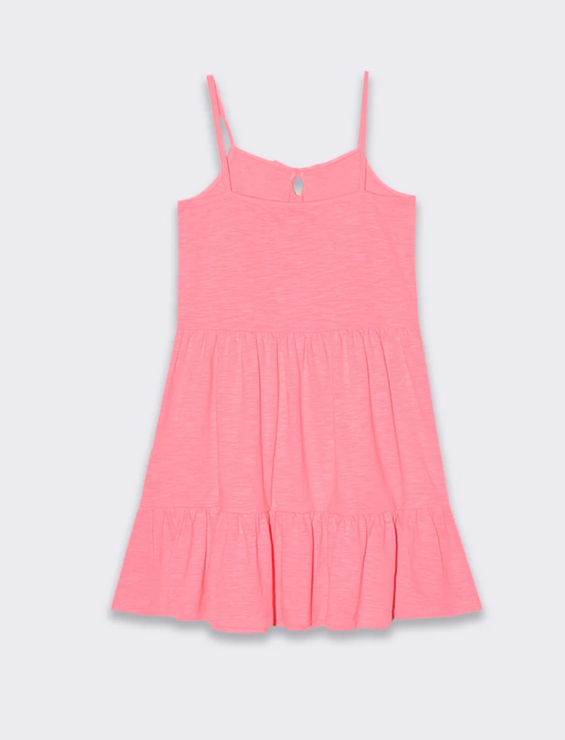 Vestito fluo con balze da bambina - Fuxia