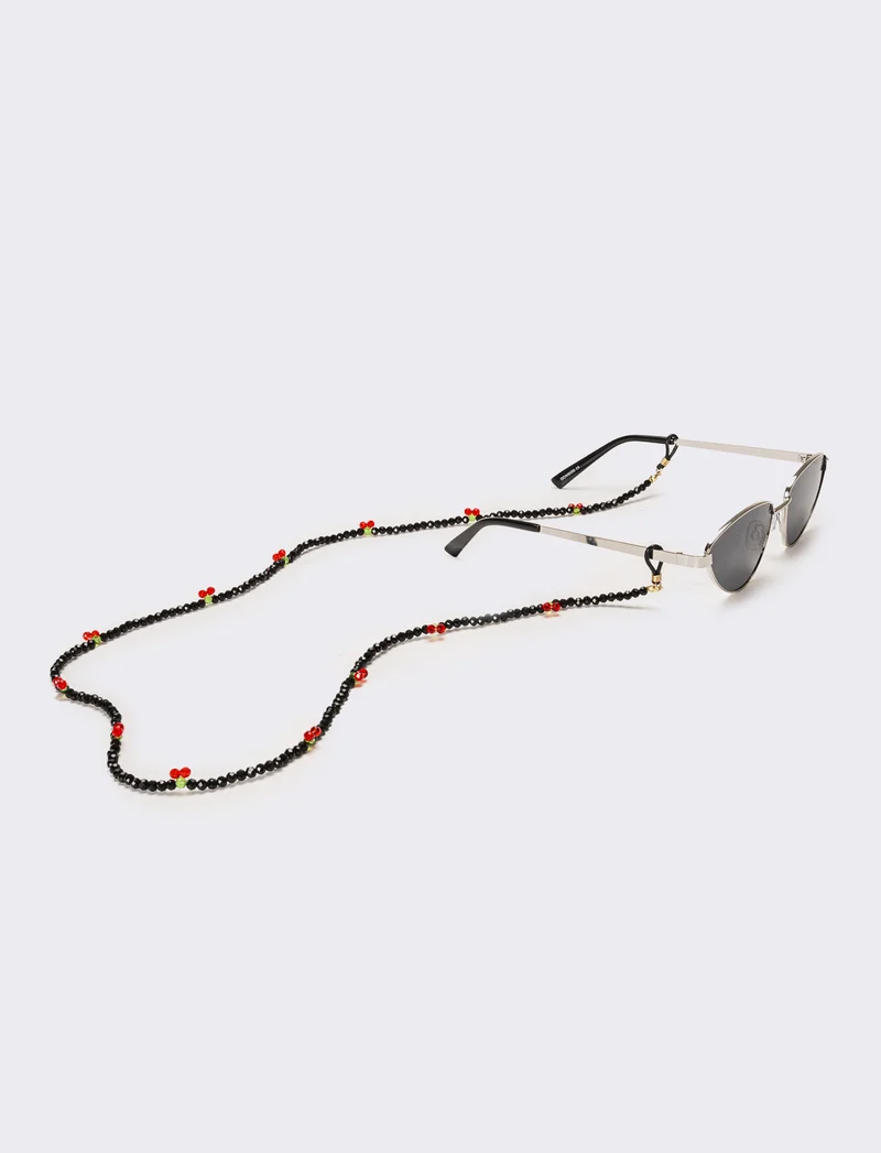 Collana portaocchiali con ciliegie - Nero