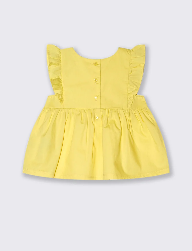Camicia in popeline da neonata - Giallo