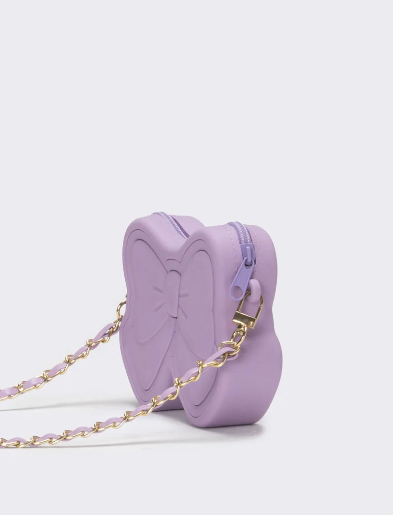Borsa bambina modello fiocco con tracolla catena - Lilla