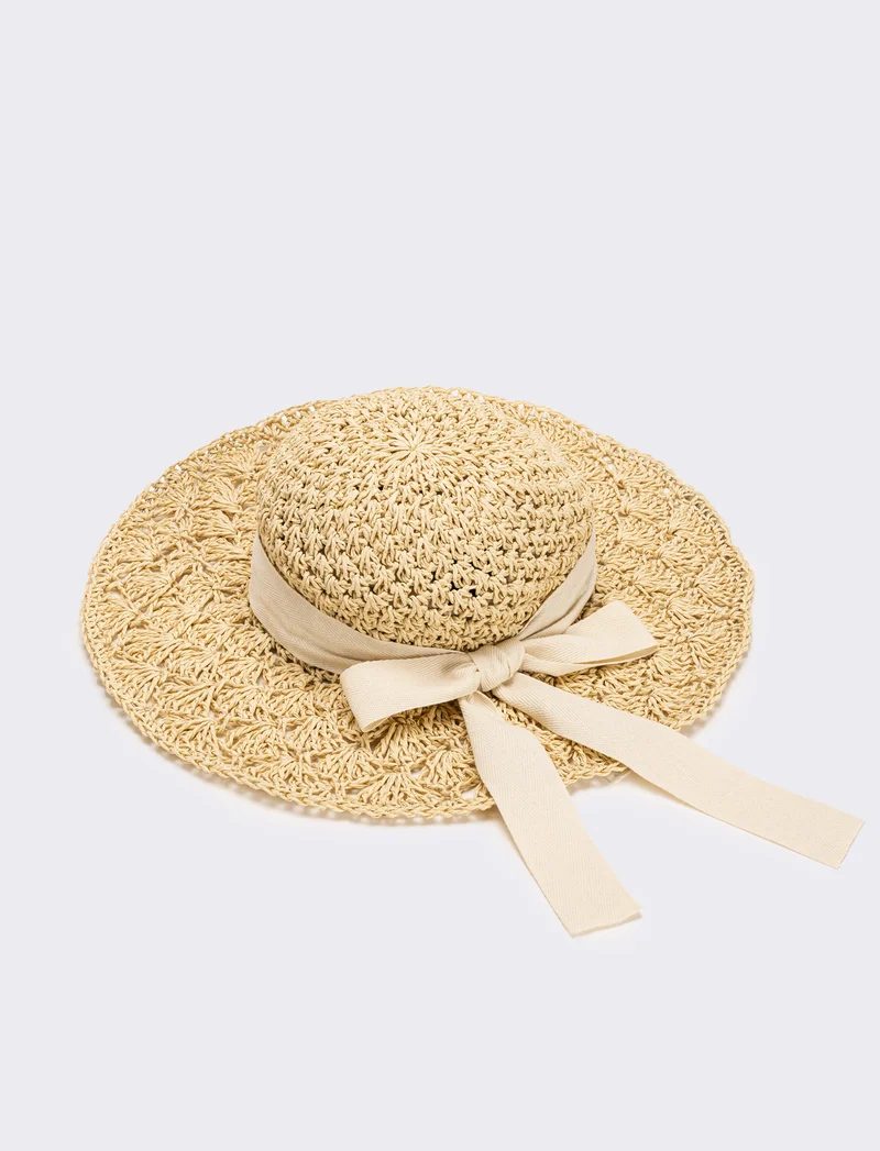 Cappello donna falda larga ventaglio - Beige