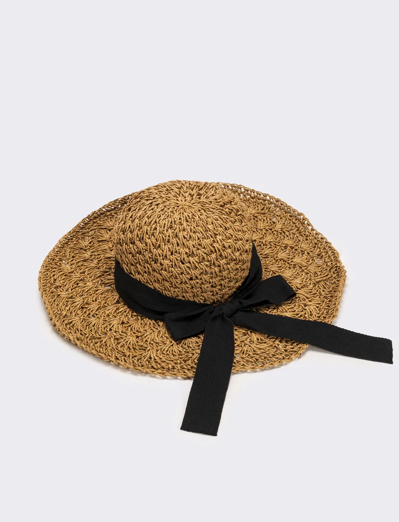 Cappello donna falda larga ventaglio - Marrone