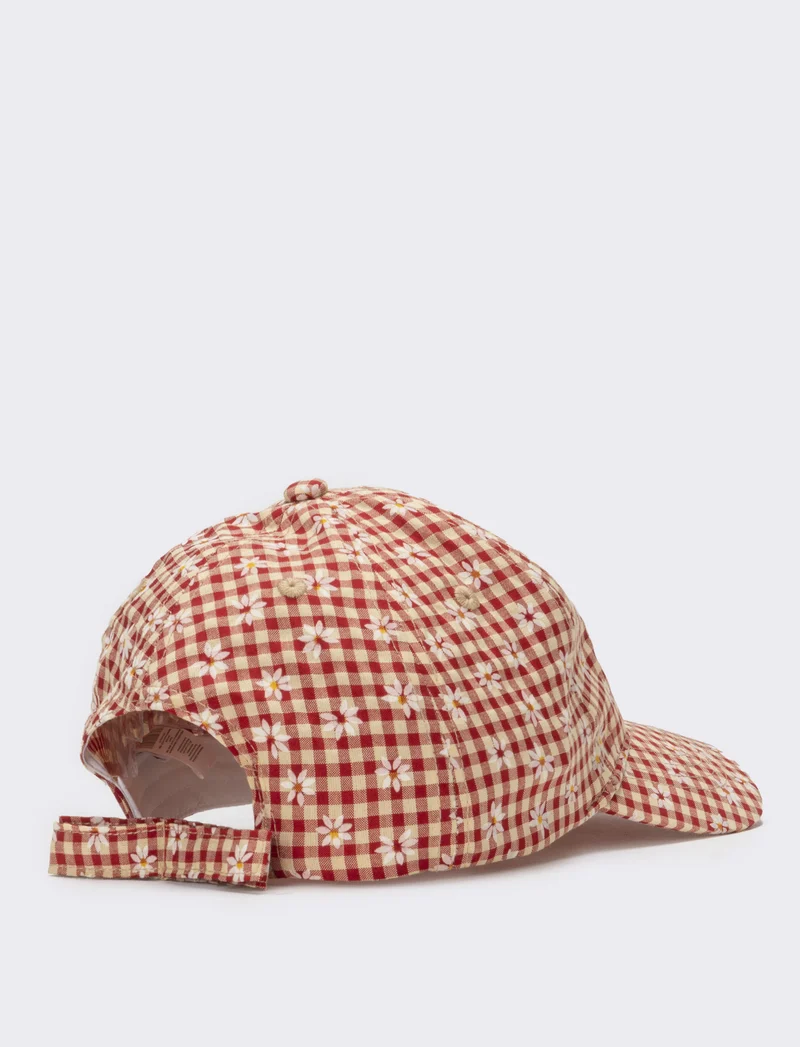 Cappello bambina baseball con margherite - Rosso