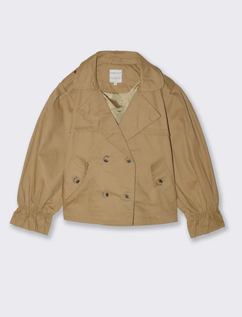 Giacca corta in twill da bambina - Kaky 1