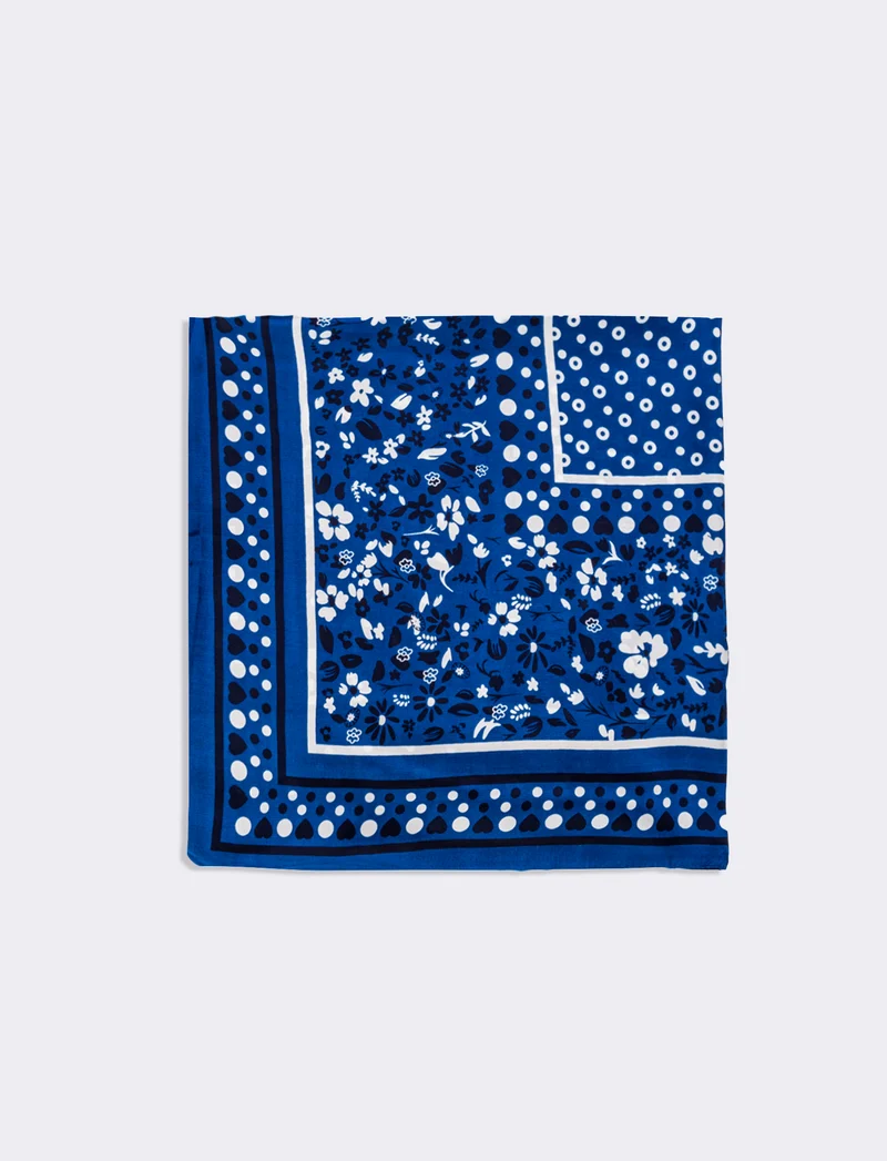 Foulard donna stampe pois 70x70 - Blu