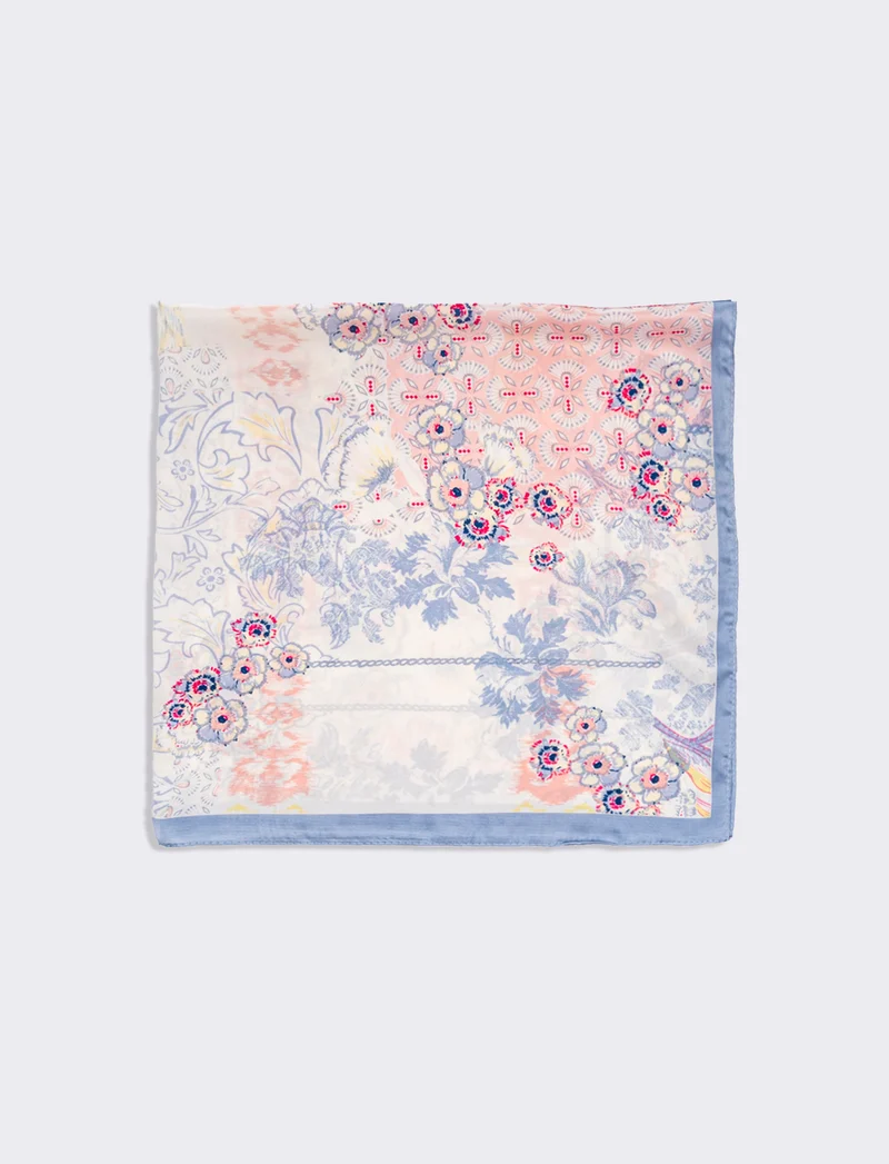 Foulard donna fantasie assortite fiori 70x70cm - Lilla