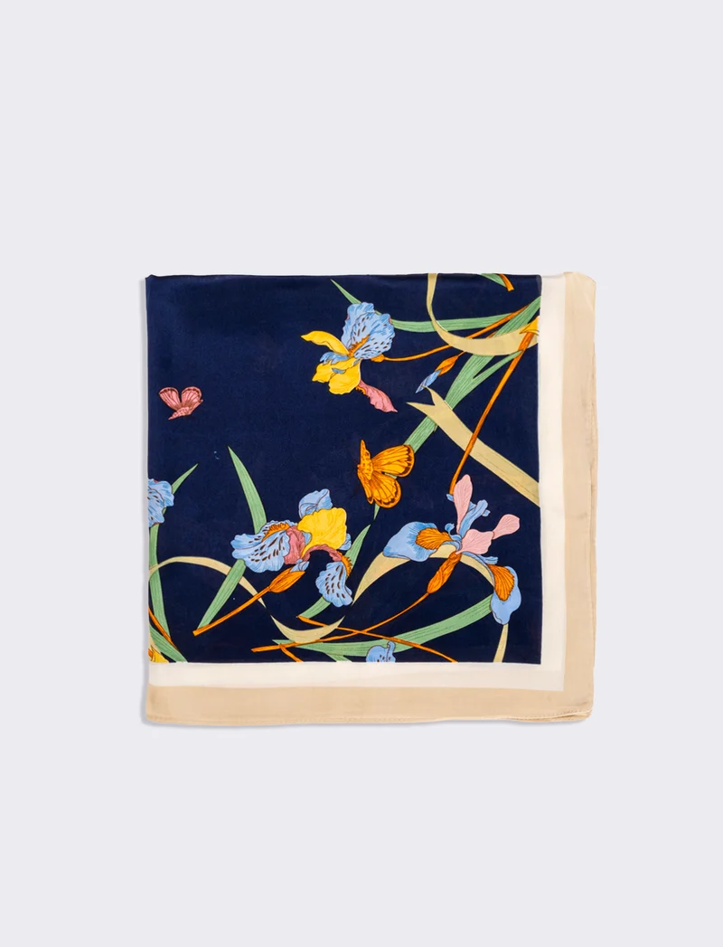 Foulard donna fantasie assortite fiori 70x70cm - Beige