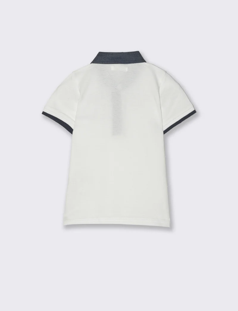 Polo con inserti a contrasto da neonato - Bianco