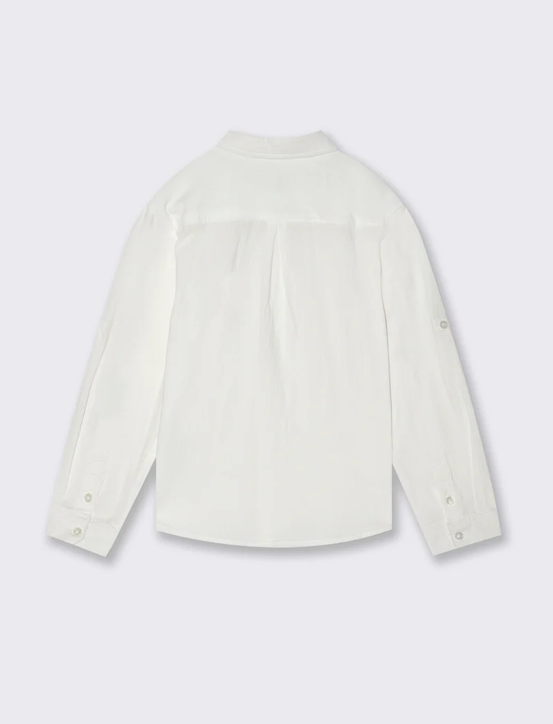 Camicia in misto lino da bambino - Bianco latte