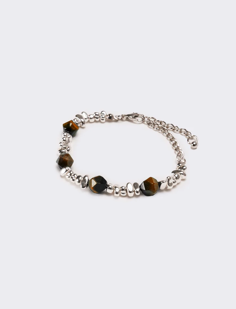 Bracciale uomo con pietra - Marrone