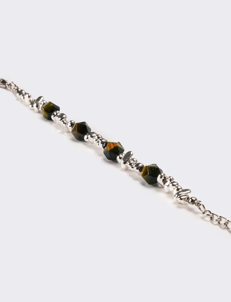 Bracciale uomo con pietra - Marrone