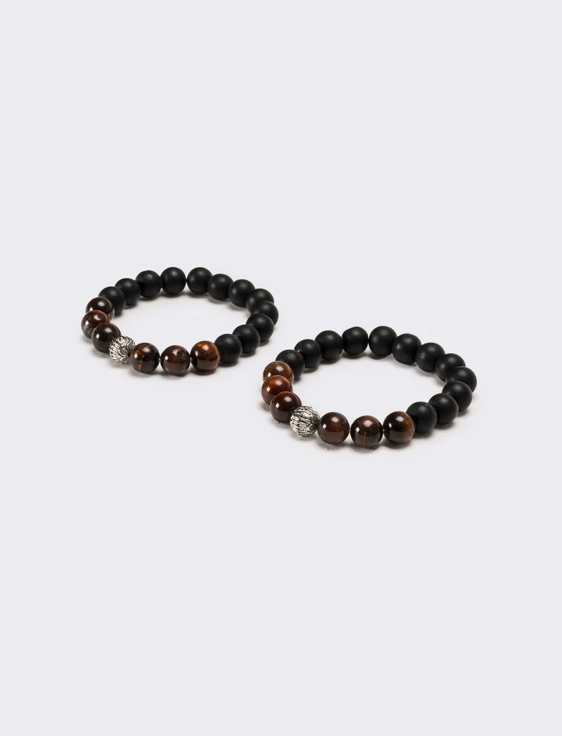 Due bracciali uomo vetro - Marrone