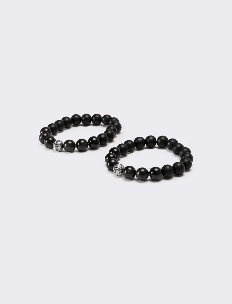 Due bracciali uomo vetro - Nero