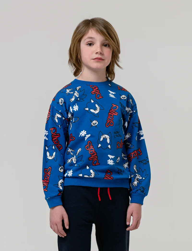 Felpa stampata sonic da bambino - Blu