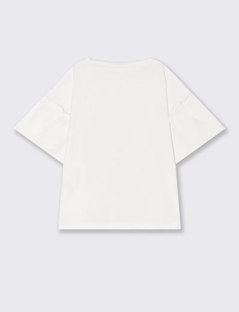 T-shirt in cotone elastico mezza manica da bambina - Bianco