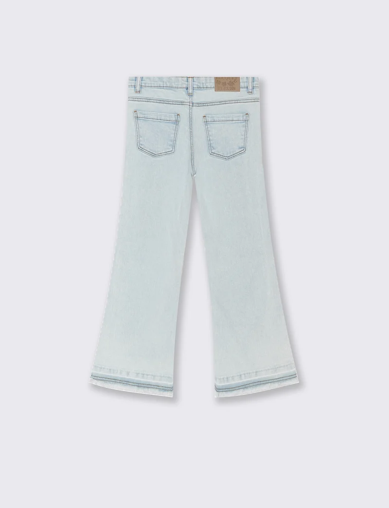 Jeans modello flare con fondo sfrangiato da bambina - Denim