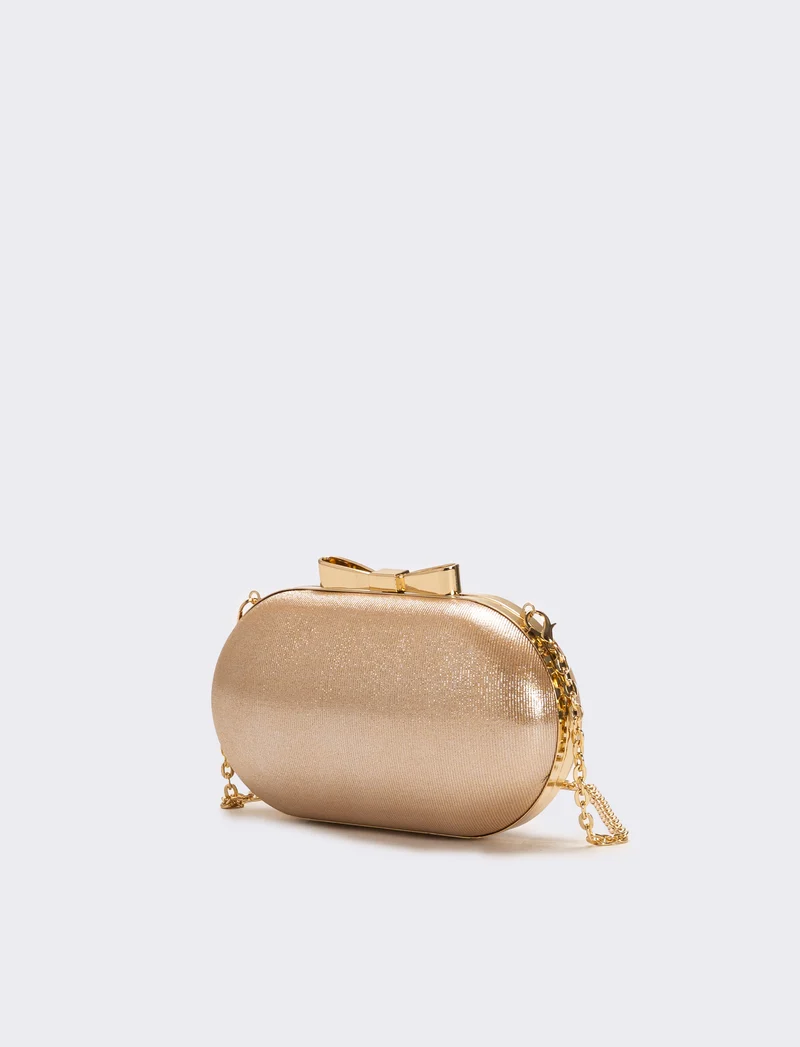 Borsa donna pochette con fiocco - Oro