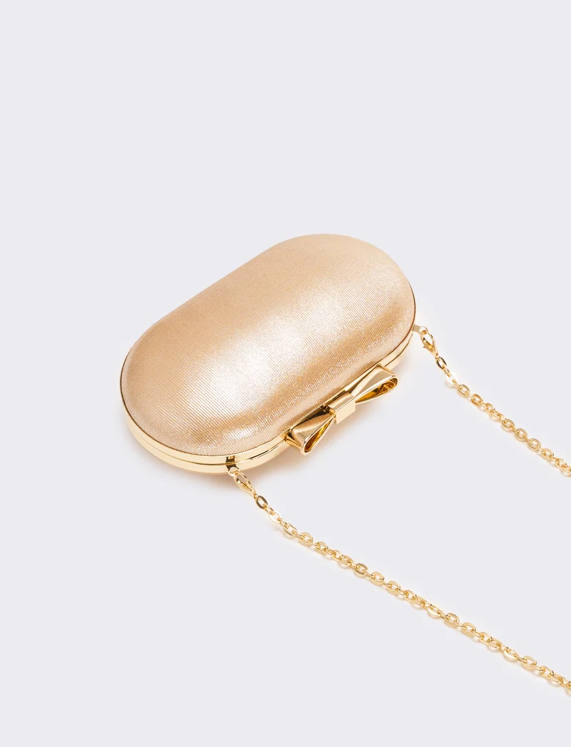 Borsa donna pochette con fiocco - Oro