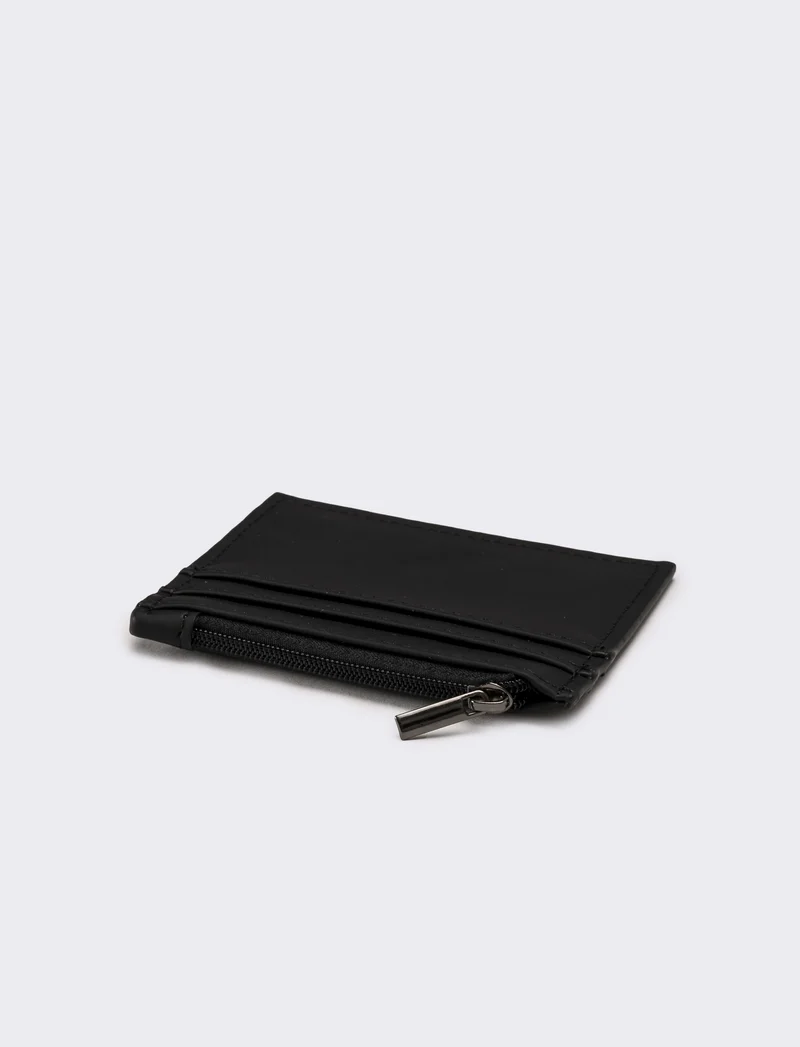 Portafogli uomo con zip portacarte - Nero