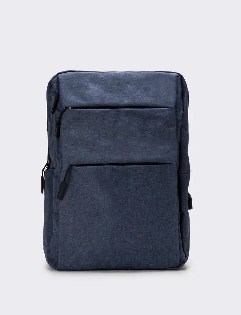 Zaino uomo basic con zip - Blu