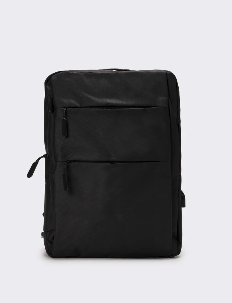 Zaino uomo basic con zip - Nero