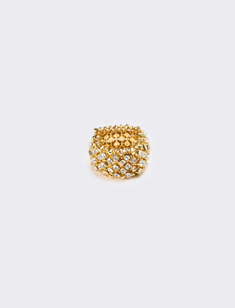 Anello con elastico e strass - Oro