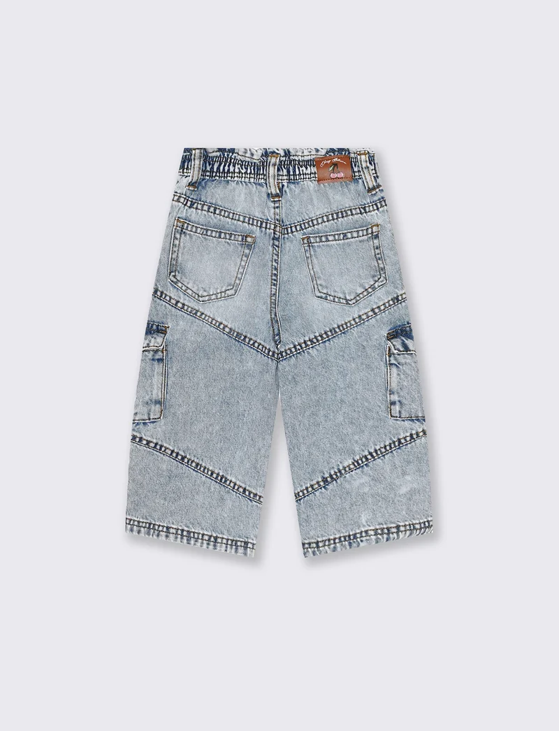 Jeans modello ampio con tasconi da neonata - Denim